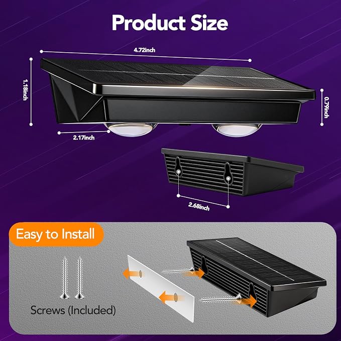 Solar Fence Lights Outdoor 8Pack, Warm White & RGB 6 Color and Glass Panel, Waterproof High Brightness Solar LED Spot Lens Deck Lights for Outside Stairs, Porch Step, Railing, Backyard, Patio