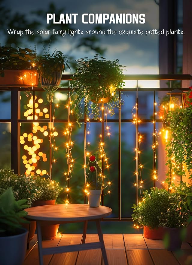 Solar String Lights Outdoor Waterproof, 2 Packs Total 132 Ft 400 LED Solar Fairy Lights with 8 Modes, Twinkle Solar Powered Outdoor Lights for Patio Yard Trees Wedding Christmas, Warm White | IP65 Waterproof Solar Fairy Lights with 8 Modes, Twinkle Sol...