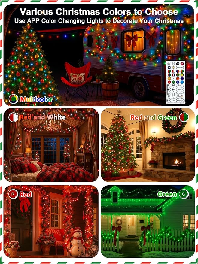 Smart Color Changing 4th of July Lights with Remote & App, 66FT 200LED Red White and Blue Twinkle Lights with Timer, RGB Patriotic Fairy String Light Waterproof Indoor Outdoor Independence Day Decor