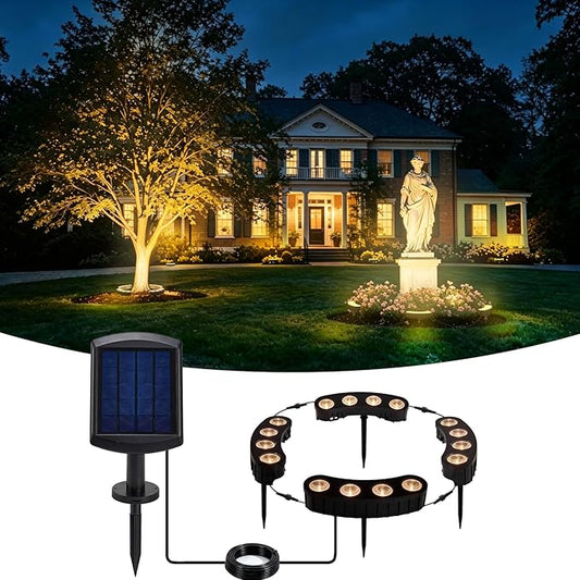 Sublume Solar Tree Lights Outdoor, Spotlights with Bright Warm White LED for Landscape Uplighting, 2-in-1 (Sticked&Tied), IP65 Waterproof, 2000Mah Palm Tree Ring Uplights for Flag Pole, Garden, Yard