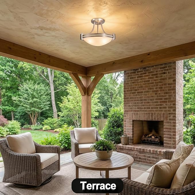 Bektas Semi Flush Mount Ceiling Light Fixture 12inch Brushed Nickel Flush Mount Ceiling Light with Milk Glass for Bedroom Kitchen Bathroom Hallway Foyer Dinning Room Hall Entryway