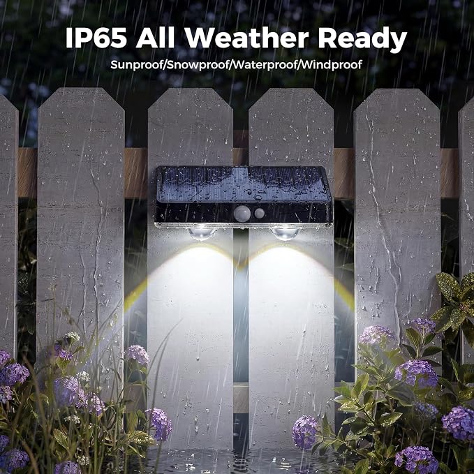 kolpop Solar Fence Lights Outdoor with Motion Sensor, Fence Lights Solar Powered,IP65 Waterproof,3 Modes LED Solar Lights for Patio,Backyard,Railing,Wall,Nighttime,Party,Pool,6 Pack,Cool White