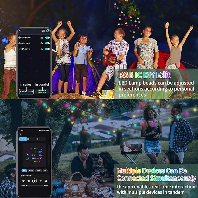 33Ft Smart Globe String Lights, Color Changing LED String Lights, Fairy Lights USB Plug in with Remote & App for Indoor Outdoor Christmas Party Camping Tree Tent Decor, Halloween