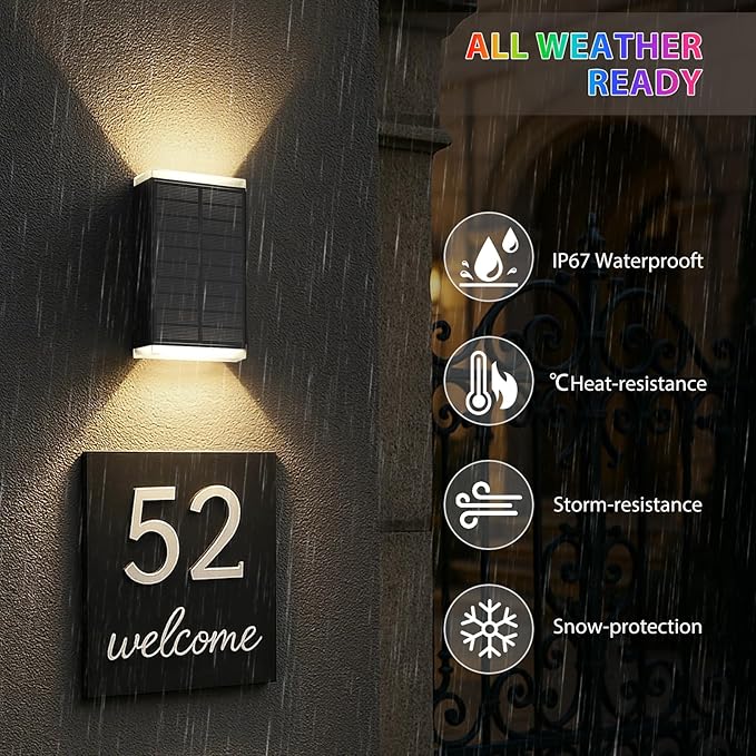 Solar Lights Outdoor,8 Lighting Modes Dusk to Dawn Lighting Wall Sconce IP67 Waterproof Up and Down Solar Wall Light Front Door Light for House, Garage, Porch,Doorway,Fence,Festival Decor (6 PACK)