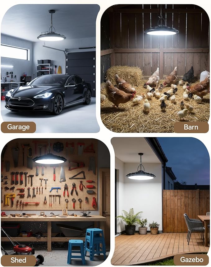Solar Shed Light Indoor Outdoor, 2000LM Solar Pendant Light Daytime Available Pull Cord with 2 Brightness Modes, IP65 Waterproof Ceiling Lamp for Barn, Garage, Shop, Gazebo