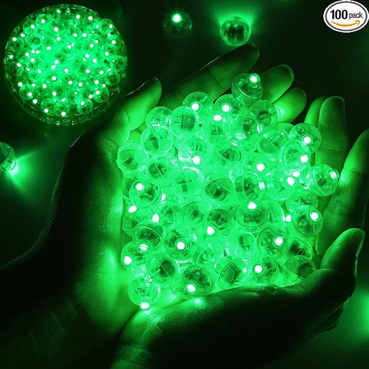 100pcs Balloon Lights Mini LED Lights Round Long Standby Time Multicolor Ball Lamps for Birthday Party Christmas Halloween Decoration Green Waterproof Plastic
