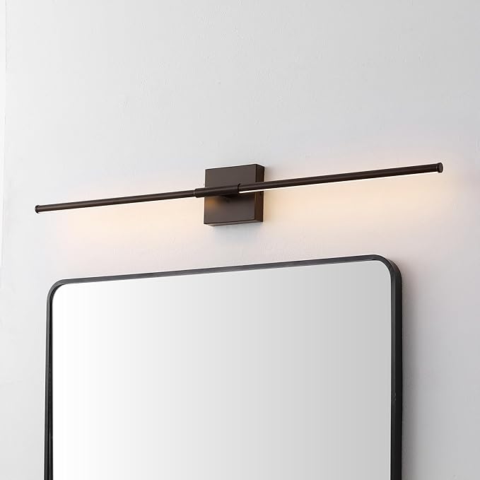 JONATHAN Y 32" Oil Rubbed Bronze Modern Dimmable Integrated LED Wall Sconce, Minimalist Adjustable Metal Vanity Light for Bathroom Mirror, Bedroom, Hallway, 3000K, ETL Listed (JYL7040D)