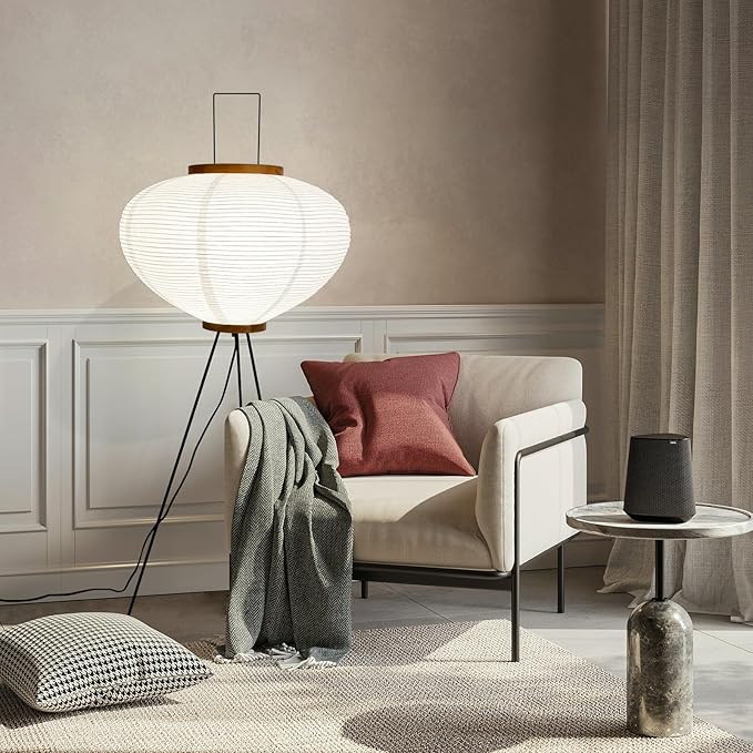 Paper Floor Lamp, Noguchi Rice Paper Lamp for Wabi Sabi Decor, Akari Paper Floor Lamp for Bedroom/Living Room