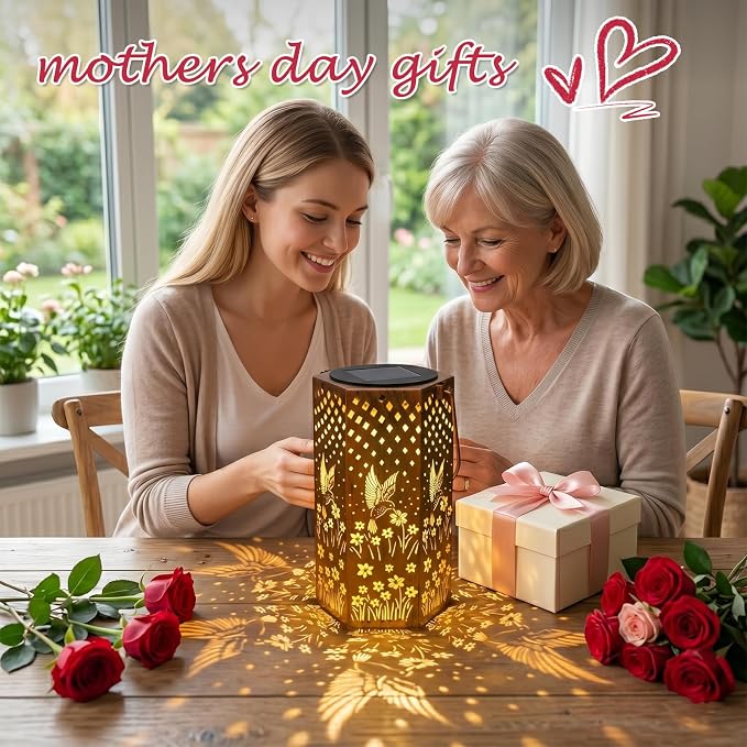 Eandisom Birthday Gifts for Women - Garden Decor Hummingbird Solar Lanterns Outdoor Waterproof, Mothers Day Gifts for Mom Grandma, Hanging Solar Lights Outside for Yard, Patio