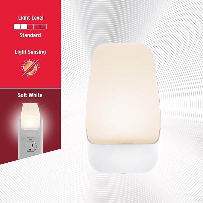 Energizer LED Night Lights Plug Into Wall Dusk to Dawn Sensor Home Decor Apartment Essentials Ambient Lighting Warm White Nightlight 81565 2 Pack