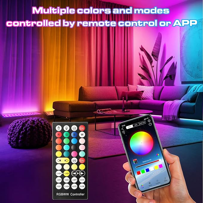LED Stage Wash Light Bar: 96W RGBCW DJ Light Bar - IP66 Waterproof Dimmable Outdoor Stage Light - APP & Remote Control - Easy Setup for Festival Events Landcape Home Decoration