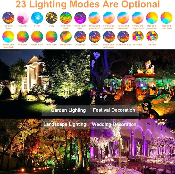 LED Flood Lights RGB Color Changing 300W Equivalent Outdoor, 30W Bluetooth Smart RGB Floodlight APP Control, IP66 Waterproof, Timing, 2700K&16 Million Colors 23 Modes for Garden Stage Lighting 2 Pack