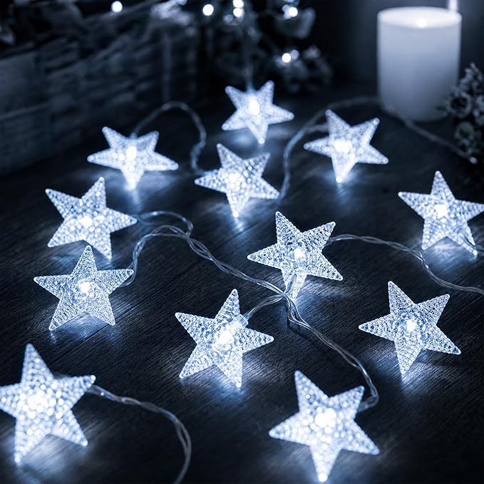 Star Light Star String Lights 15 FT 30 LED Fairy Light Battery Operated Indoor&Outdoor Twinkle Christmas Lights Bedroom Decor for Xmas Tree(Cool White)
