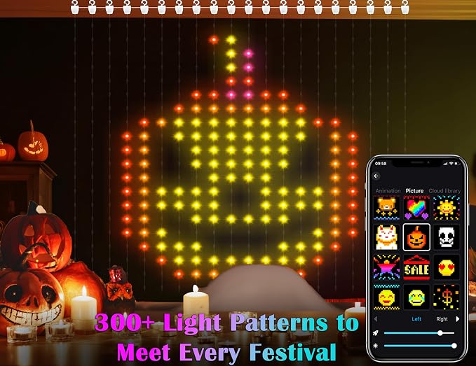 Smart Curtain Lights 400 LED, Color Changing American Flag Fairy Lights with APP & Remote 6.6 x 6.6 FT, DIY Waterproof Decor for Bedroom Backdrop Outdoor 4th of July Halloween Christmas