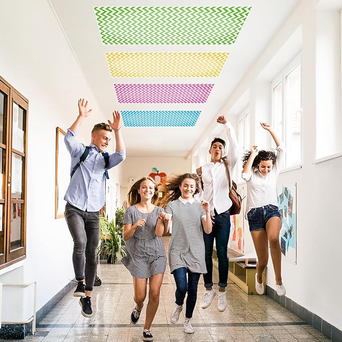 QOUBAI 6PCS Fluorescent Light Covers, 4x2 Feet Magnetic Light Cover Fluorescent Lights Shade Panel Positive Inspirational Ceiling Lights Filters for Office Classroom Home Drop Ceiling Striated