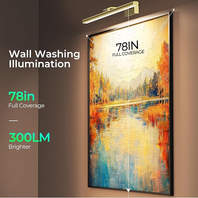 Wireless Picture Lights for Wall, Battery Operated Wall Light for Painting Rechargeable CCT Rotatable Art Gallery Light with Remote Dimmable Timer for Artwork Frame Display Dartboard
