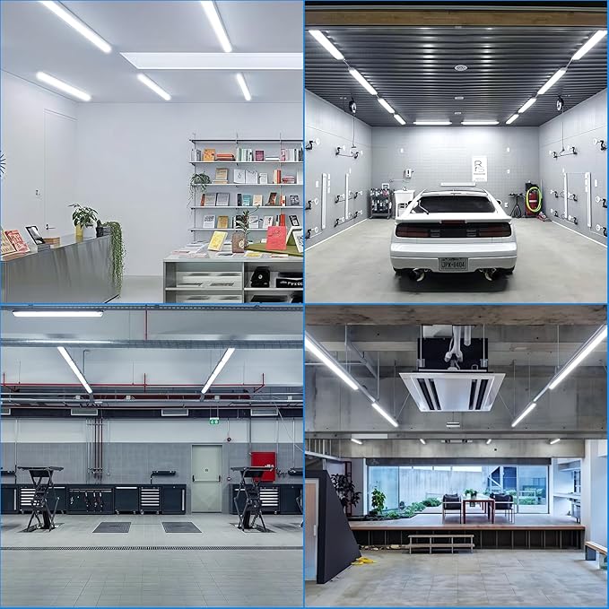 CNSUNWAY 2FT LED Shop Light, 24W 3600LM 6500K Super Bright, D-Shaped 6-Pack T8 LED Tube Lights, Clear Cover, High Output Linkable Shop Lights with Plug for Workbench, Kitchen, Basement, ETL Listed