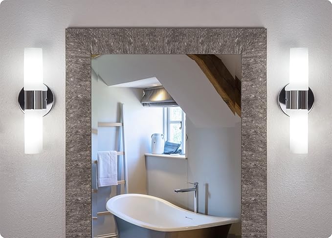 Kira Home Duo 14" Modern Wall Sconce with Frosted Glass Cylinder Shades, Linear 2-Light Wall Light, Chrome Finish