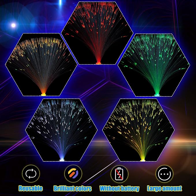 Patelai Fiber Optic Lamp Lighting Bulk 13.5" Color Changing Crystal Base with 7 Colors Table Centerpiece Atmosphere Decor for Glow in The Dark Favors Supplies Valentines Day Wedding Decorations