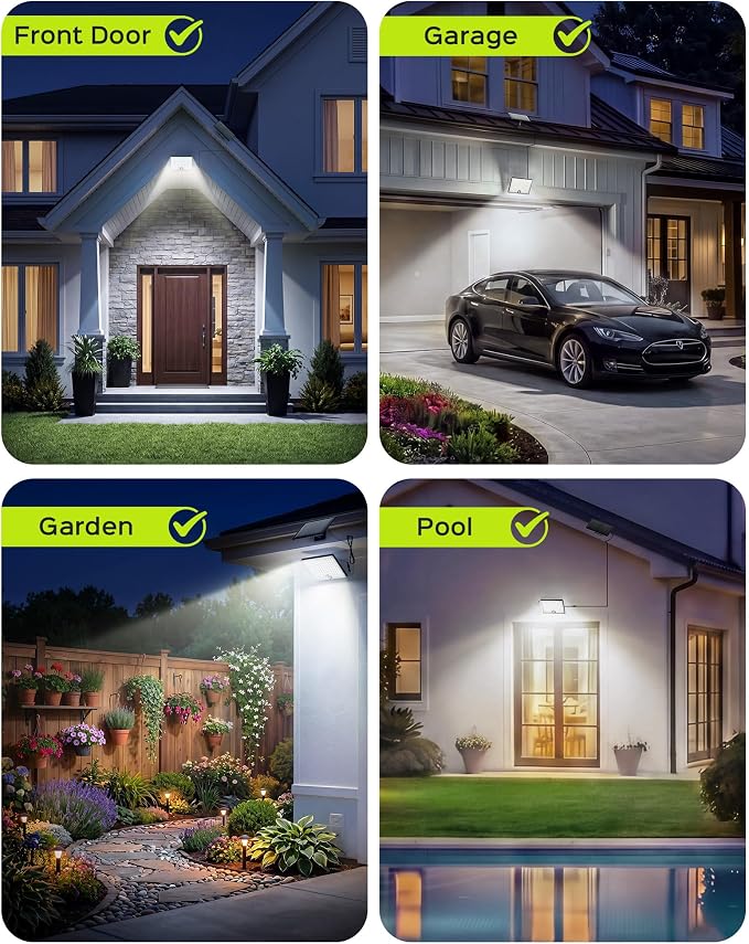 JACKYLED Solar Lights Outdoor with Motion Sensor, 113LED Cool White Solar Flood Lights, Waterproof Dusk to Dawn Solar Powered Security Spot Lights for Porch Patio Yard Garage, 1 Pack