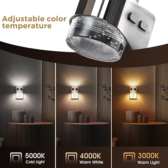 L LOHAS LED 4 Pack 3CCT Night Lights Plug into Wall, 3000K/4000k/5000K Adjustable Color Temperature Night Light,Bubble Nightlight with Dusk to Dawn Sensor for Rooms Bathroom Hallway