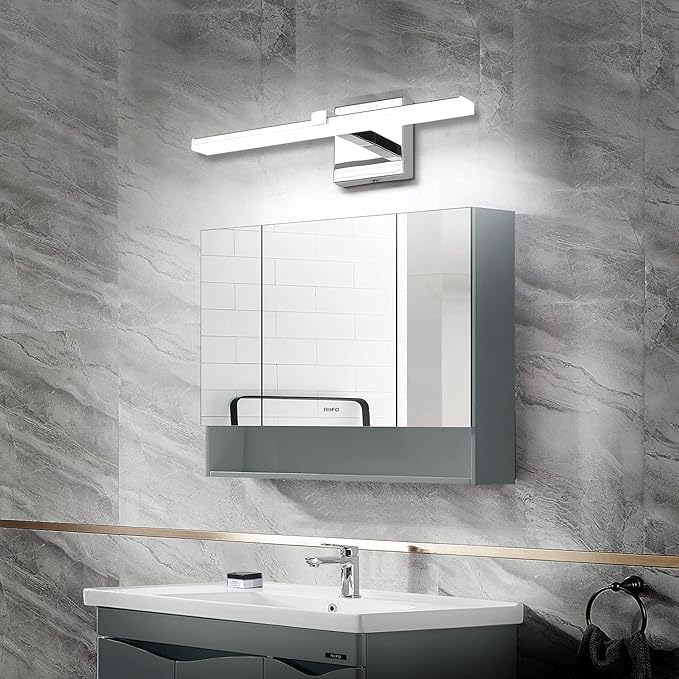 ZUZITO 18inch Bathroom Light Fixture Modern Chrome LED 14W Dimmable Vanity Lighting Fixtures Cool White Light 6000K