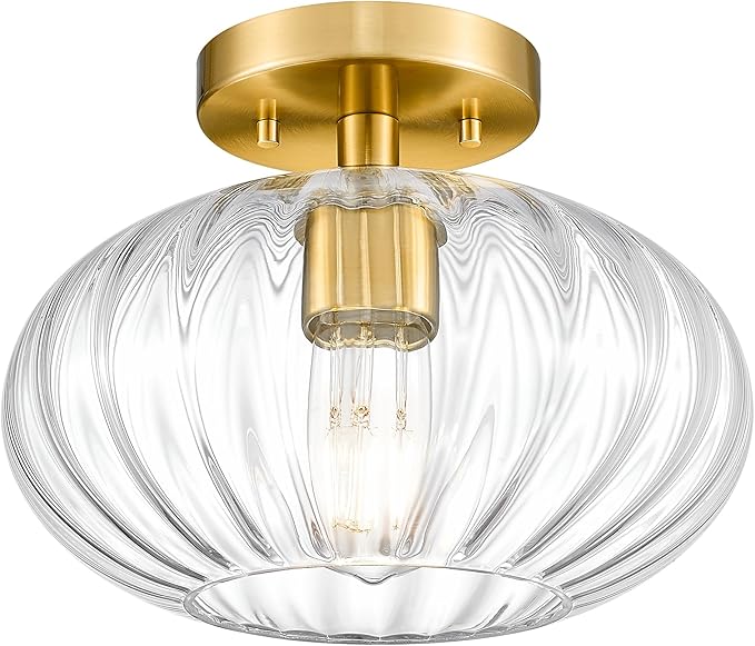 FEMILA 10.3" Gold Ceiling Light Fixture, Semi Flush Mount Ceiling Lights for for Kitchen, E26 Base, 4FYD85F BG