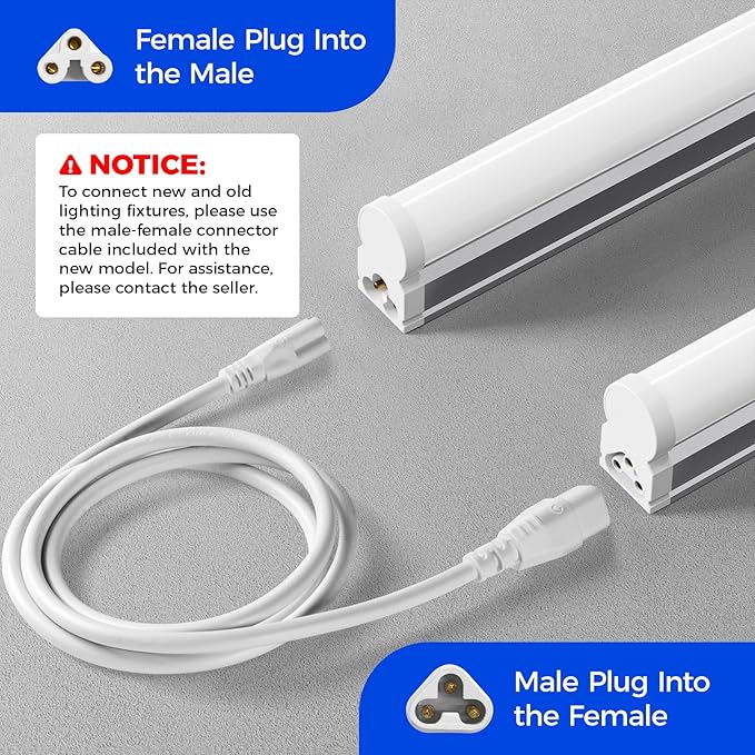 Barrina T5 LED Shop Lights, 4FT, 2200lm, 6500K (Super Bright White), 20W, Utility Garage Lighting, Ceiling and Under Cabinet Light, Corded Electric with ON/Off Switch, 2 Packs