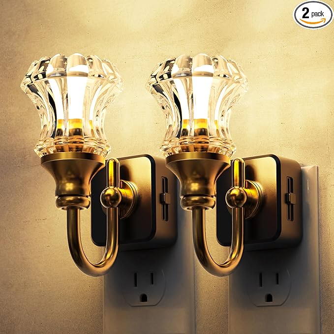 L LOHAS LED Night Lights Plug into Wall, 3000K Soft White LED, Floral Night Lights with Dusk to Dawn Sensor, 0-100lm Adjustable Brightness, for Hallway Bedroom Stairway