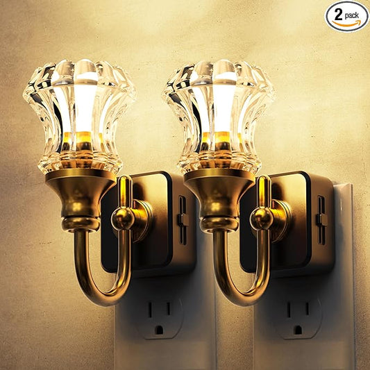 L LOHAS LED Night Lights Plug into Wall, 3000K Soft White LED, Floral Night Lights with Dusk to Dawn Sensor, 0-100lm Adjustable Brightness, for Hallway Bedroom Stairway