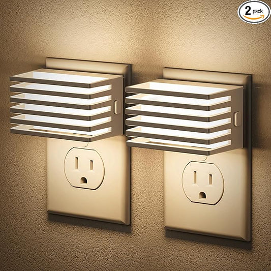 JandCase LED Night Light, Night Lights Plug into Wall with Dusk to Dawn Sensor, Dimmable Plug in Night Light, Adjustable Brightness, 3000K Soft White Nightlight for Bedroom Bathroom Hallway [2 Pack]