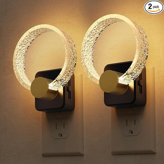 L LOHAS LED Night Lights Plug into Wall, 2 Pack Plug in Night Lights with Light Sensor, 3000K Soft White, 0-100LM Brightness Adjustable, Acrylic Nightlight for Bathroom Bedroom Hallway