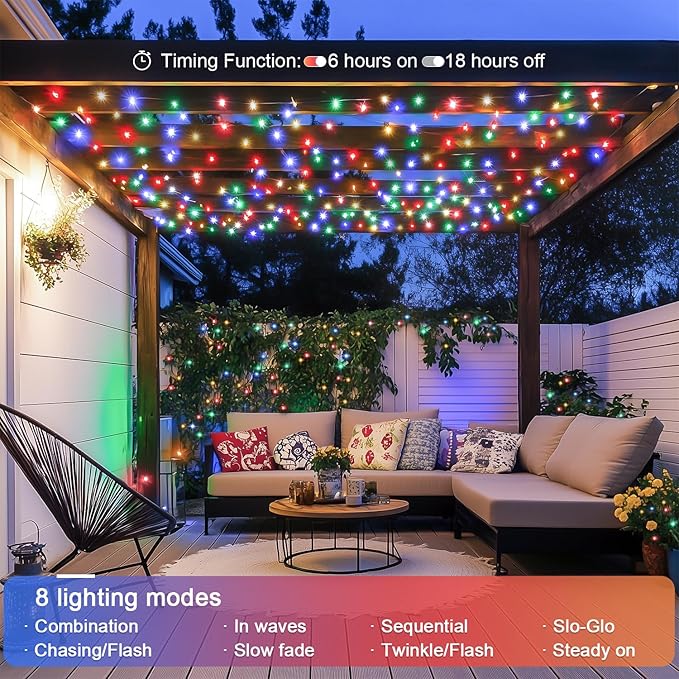 JMEXSUSS 132ft 400 LED Christmas Lights Indoor Outdoor Waterproof, 8 Modes Multicolor Christmas Tree Lights Plug in with Remote, Twinkle String Light for Bedroom Party Tree Christmas Decor (Pack of 2)