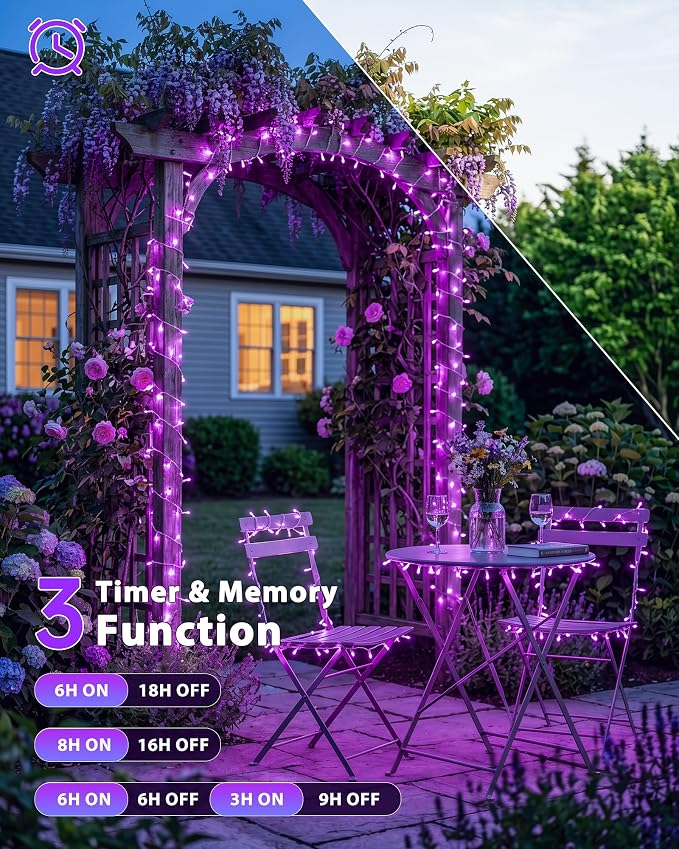 Halloween String Lights Indoor Outdoor,33FT 100 LED Purple Christmas Twinkle Lights,13 Modes Fairy Lights Plug in,Connectable IP65 Waterproof for Xmas Room Tent Patio Tree Party Decor(Purple)