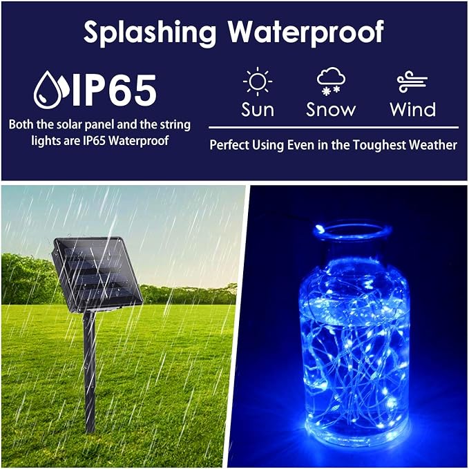 Solar String Lights Outdoor, 2-Pack 144FT 400 LED Solar Twinkle Lights for Outside Waterproof, Copper Wire 8 Lighting Modes Fairy Light for Garden Tree Party Birthday Xmas Patio Decor (Blue)