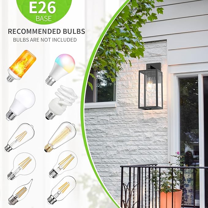 MAXvolador Outdoor Wall Sconce, Extra Large Exterior Waterproof Wall Lantern Lighting Fixtures, Black Porch Lights, Anti-Rust Wall lamp, 2 Pack