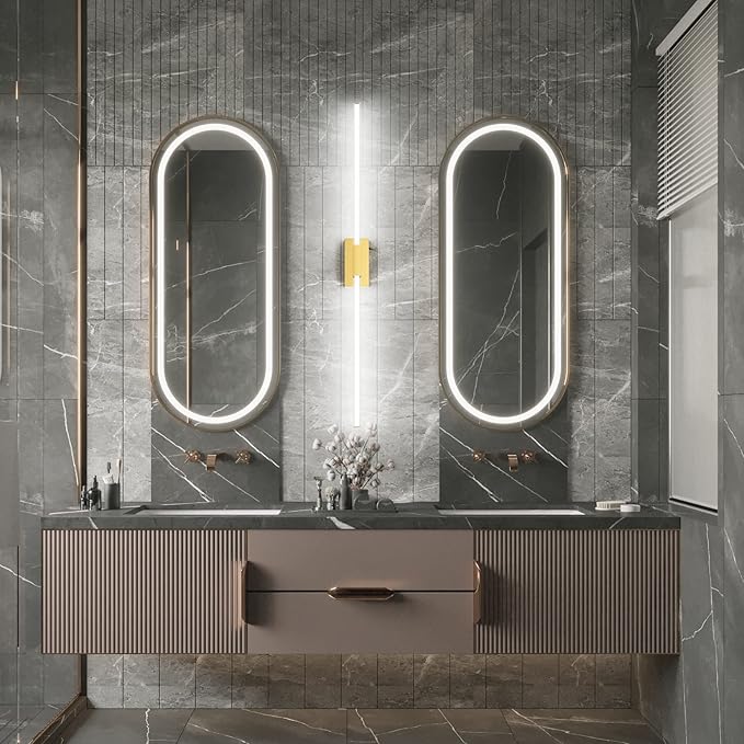 Ralbay 59inch Gold Vanity Light for Bathroom Lighting Bar 42W Gold Bathroom Wall Mounted Lighting Fixtures Over Long Mirror(5500K White Light)