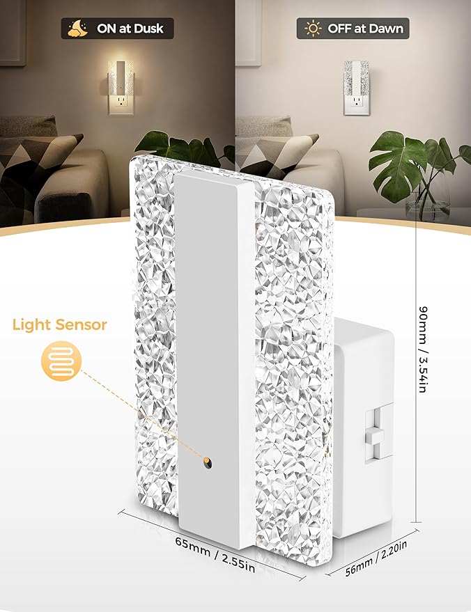 DORESshop LED Night Lights Plug Into Wall, Mordern Night Light with Dusk-to-Dawn Sensor, Dimmable Decorative Nightlights, Adjustable Brightness Night-Lights for Bathroom, Hallway, Bedroom,Stairway