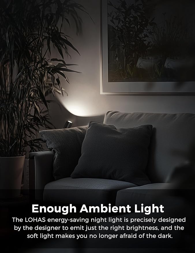L LOHAS LED Night Lights Plug into Wall, [2-Pack] Rotatable Night Lights with Dusk to Dawn Sensor, 0-100 LM Brightness Adjustable,Daylight White 5000K Spot Light Indoor for Bathroom Hallway