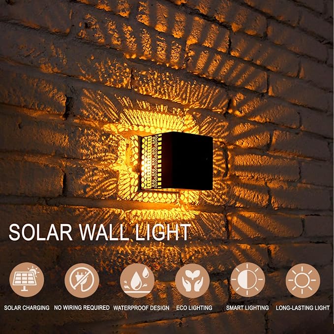 Retro Solar Table Lantern Outdoor Waterproof, Solar Projection Desk Lamp for Courtyard Metal Tabletop Light Desktop Decorative Lamp-Atmosphere Landscape Garden Light(Colorful)