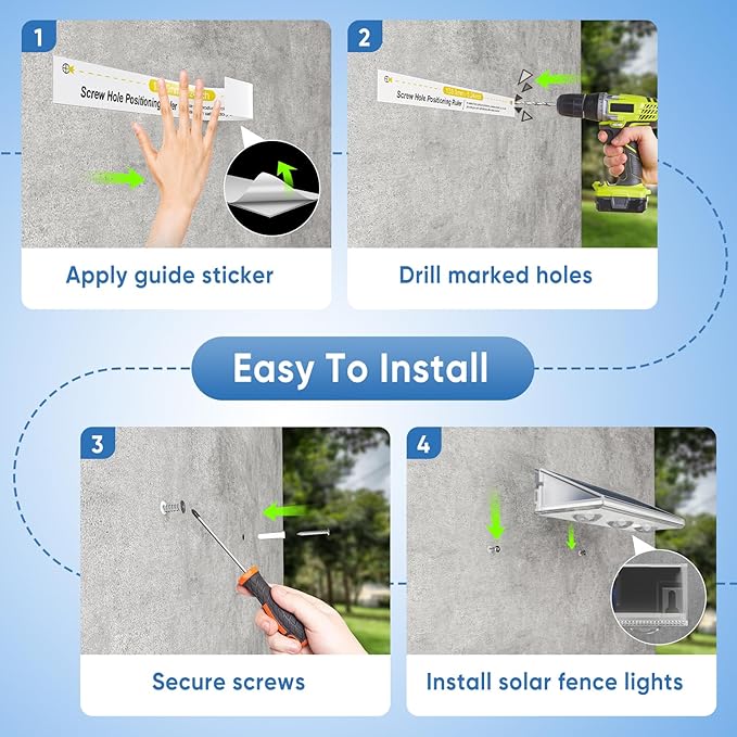 YiLaie Solar Fence Lights Outdoor with IP67 Waterproof, 3 Modes & Dusk to Dawn Auto ON/Off Solar Power Wall Mount Solar Lights for Outside Fence Wall Deck Gate (2 Pack)