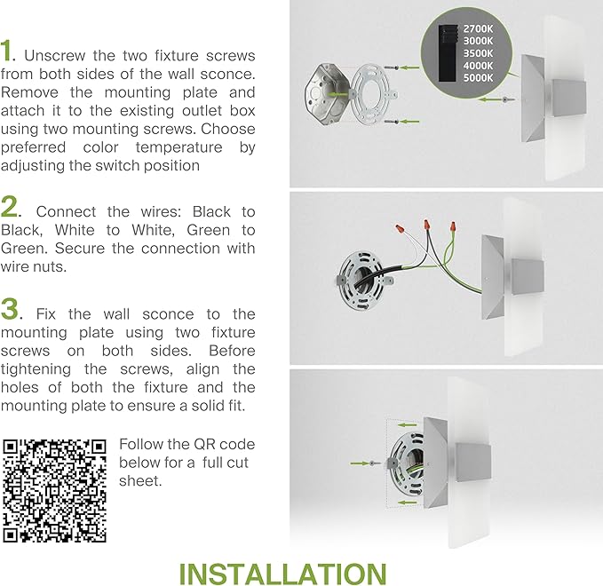 ASD 8 Inch Indoor LED Wall Sconce - 10W 2700K-5000K Dimmable Brushed Nickel Wall Sconce Lights for Living Room, Bedroom, Bathroom, Hallway - Modern Wall Sconces Hardwired, ETL Interior Light, Set of 2