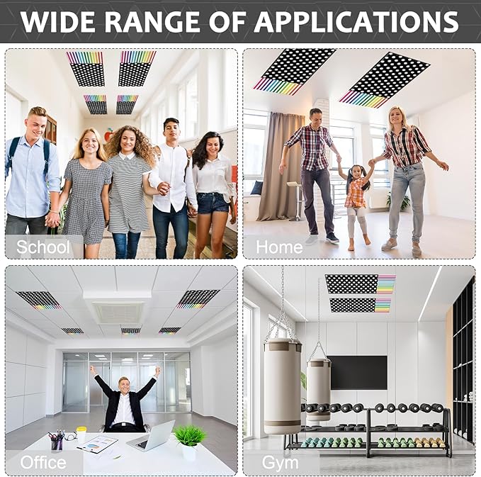 QOUBAI 6PCS Fluorescent Light Covers, 4x2 Feet Magnetic Light Cover Fluorescent Lights Shade Panel Positive Inspirational Ceiling Lights Filters for Office Classroom Home Drop Ceiling Polka Dot