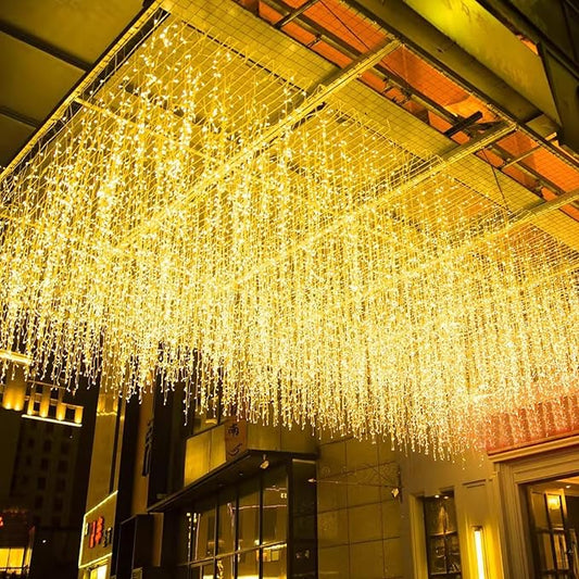 LED Icicle Christmas Lights, 13FT 96 LEDs Fairy String Lights Extendable Curtain 8 Modes Dangling Twinkle Novelty Hanging Lights for Ceiling Party Window Decorations, Warm White 4M