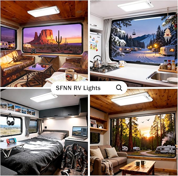 RV Lights Interior,3 Color RV LED Super Bright Fixture,12V RV Ceiling Dome Light with ON/Off Dimmable Switch Energy Saving for RV/Camper/Car/Trailer/Boat