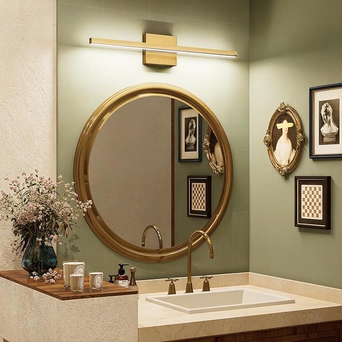 VOLISUN Modern Bathroom Vanity Light 24 inch, 14W Dimmable 5CCT Led Bathroom Light Fixture Over Mirror, Brass Bar Vanity Light for Bathrooms Mirror Cabinets Bedroom-ETL Certificated