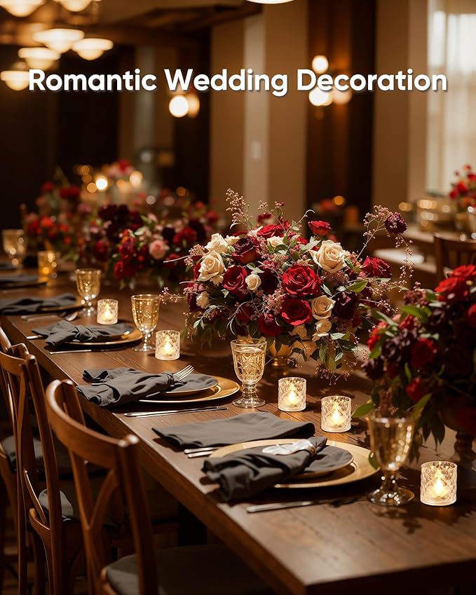 Homemory 2" x 2" Acrylic Votive Candle Holders with Auto Timer Flameless Led Tealight, Battery Powered Fake Electric Candles for Wedding Centerpiece, Table, Christmas Decor (6Pack, Clear Base)