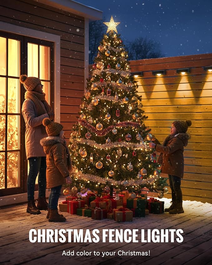 Solar Fence Lights Outdoor Waterproof, Fence Light Solar Powered with 3 Modes for Outside, Deck, Step, Yard, Stairs, Balcony, Patio, Railing (3000K/4500K/6500K, 12 Pack)