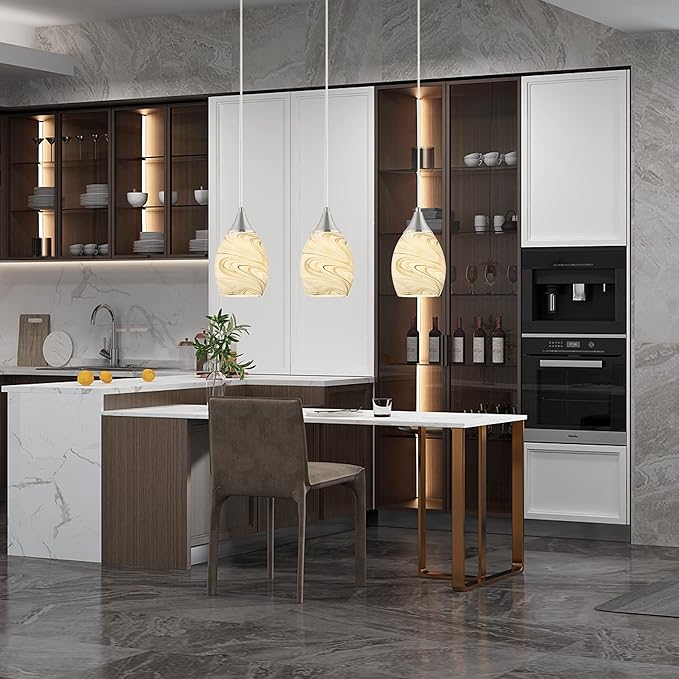 Glassland Pendant Lighting, 1 Light Mini Pendant Light in Brushed Nickel with Gray Glass Shade, ETL Listed.