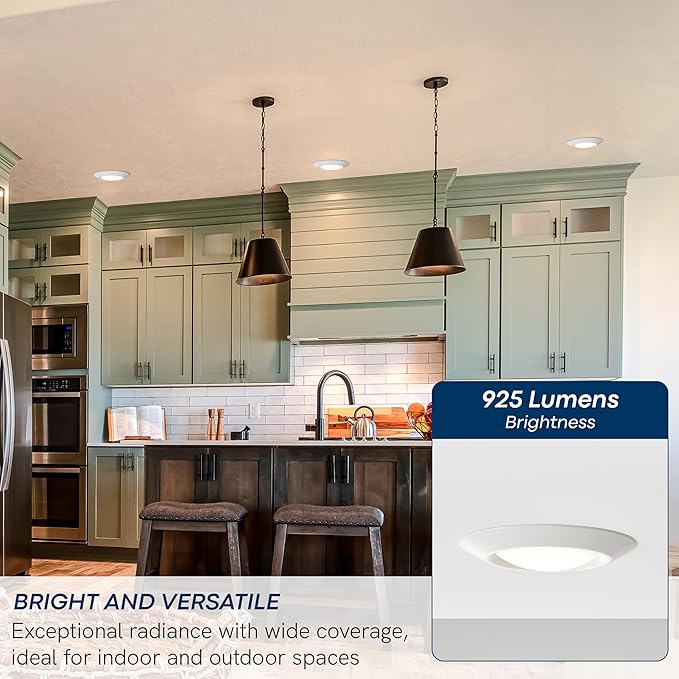 Sea Gull Lighting 14550S-15 Generation Lighting Traverse Lyte Round 6 in. 3000K, Canless Integrated LED Recessed Light, 925 Lumens, 90 CRI, T24 Complaint, Wet Rated in White Finish (4 Pack)